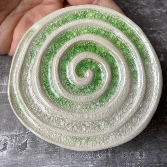 NWOT Coasters Ceramic & Glass Handmade Set of 2 - Picture 7 of 9